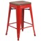 Merrick Lane Dalton Series Backless Metal Dining Stool with Wooden Seat for Indoor Use